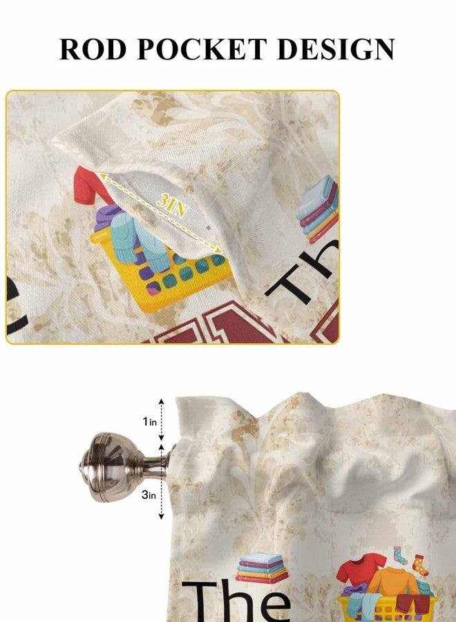 Jolunifun Laundry Room Kitchen Curtain 45 Inch Length,Yellow White Small Short Tiers Curtains Drape,2 Panel Watercolor Window Treatment Rod Pocket Drapery Panels Curtains for Laundry Room/Kitchen Windows 55x45 - Image 4